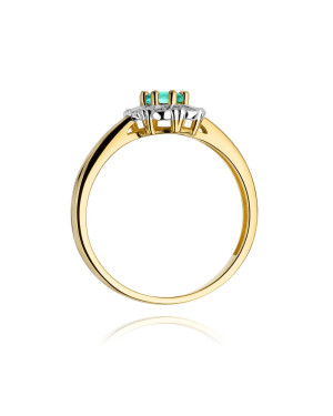 Emerald flower ring diamonds gold 14k