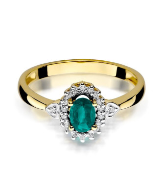 Gold ring with emerald diamonds gold 14k
