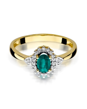 Gold ring with emerald diamonds gold 14k
