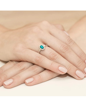 Gold ring with emerald diamonds gold 14k