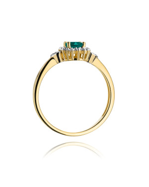 Gold ring with emerald diamonds gold 14k