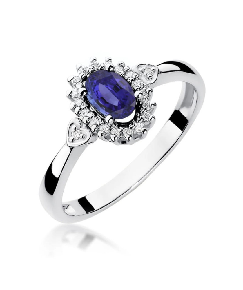 Tanzanite flower ring diamonds white gold