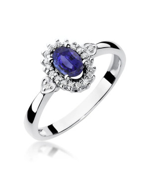Tanzanite flower ring diamonds white gold