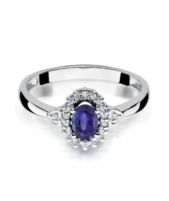 Tanzanite flower ring diamonds white gold