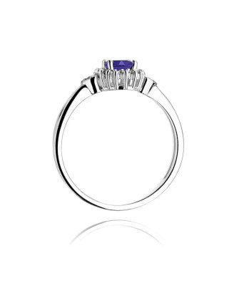 Tanzanite flower ring diamonds white gold