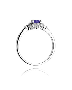 Tanzanite flower ring diamonds white gold