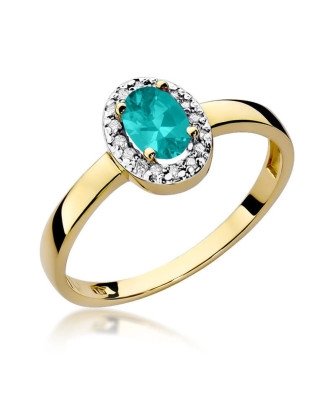 14k Gold Ring Emerald Diamonds