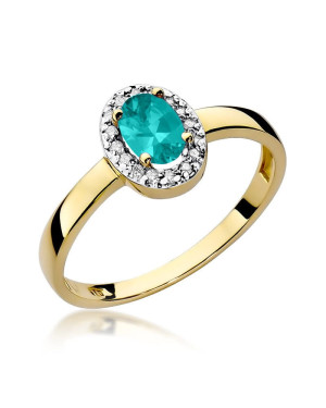 14k Gold Ring Emerald Diamonds