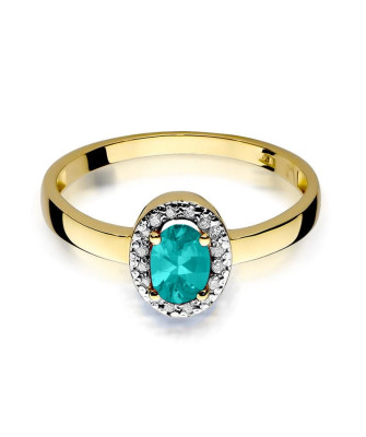 14k Gold Ring Emerald Diamonds