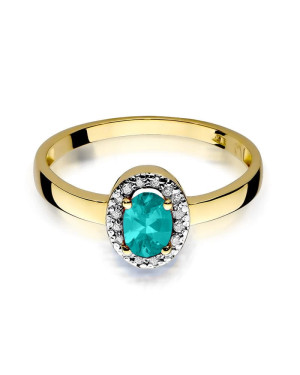 14k Gold Ring Emerald Diamonds