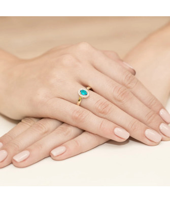 14k Gold Ring Emerald Diamonds