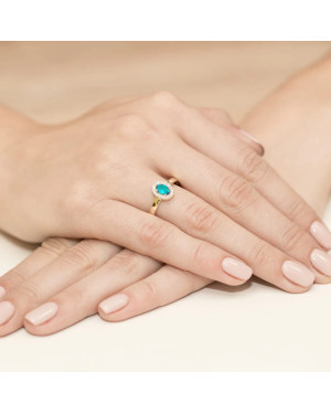 14k Gold Ring Emerald Diamonds