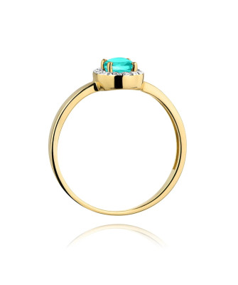 14k Gold Ring Emerald Diamonds