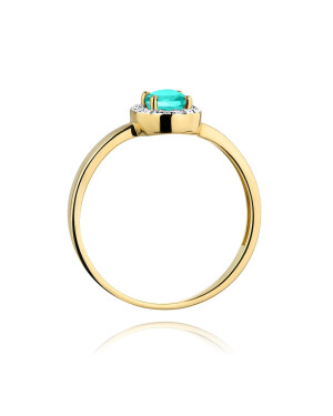 14k Gold Ring Emerald Diamonds