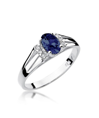 Pierścionek szafir 0,70ct białe złoto 14k