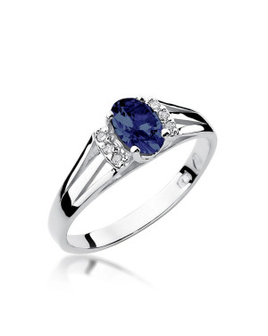 Pierścionek szafir 0,70ct białe złoto 14k