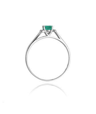 Pierścionek szmaragd 0,40ct białe złoto 14k