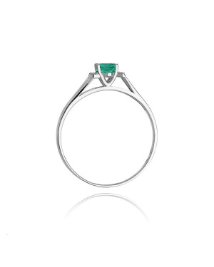 Pierścionek szmaragd 0,40ct białe złoto 14k