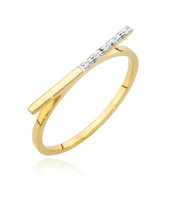 Złoty Pierścionek 14k Diamenty 0,025ct