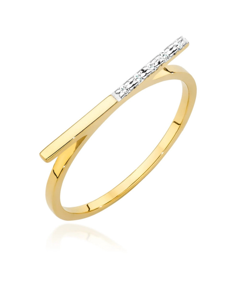 Złoty Pierścionek 14k Diamenty 0,025ct