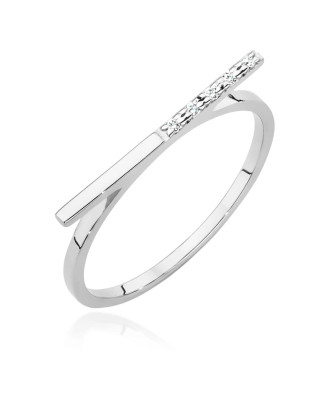 Złoty Pierścionek 14k Białe Złoto Diamenty 0,025ct