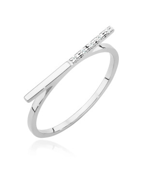 Złoty Pierścionek 14k Białe Złoto Diamenty 0,025ct