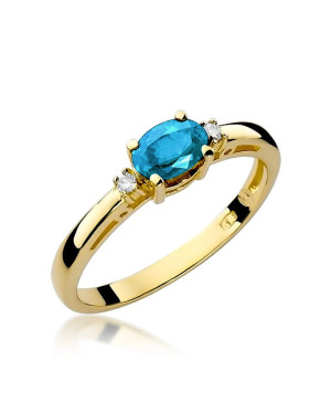 Topaz pierścionek złoty diamenty