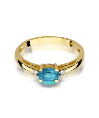 Topaz pierścionek złoty diamenty