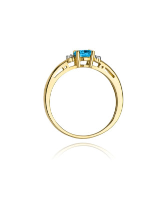 Topaz pierścionek złoty diamenty