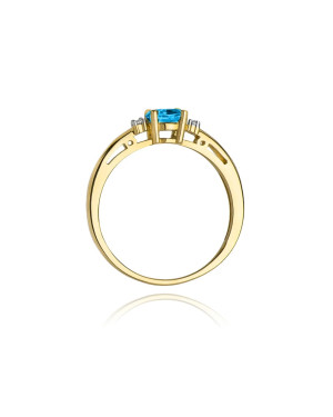 Topaz pierścionek złoty diamenty