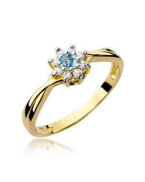 Złoty Pierścionek 14k Przeplatany Diament Topaz