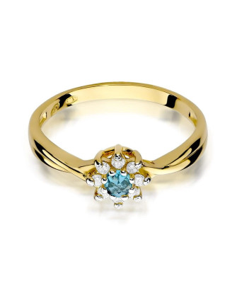 Złoty Pierścionek 14k Przeplatany Diament Topaz