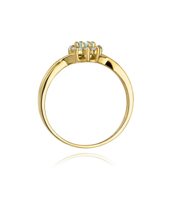 Złoty Pierścionek 14k Przeplatany Diament Topaz