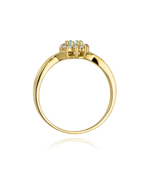 Złoty Pierścionek 14k Przeplatany Diament Topaz