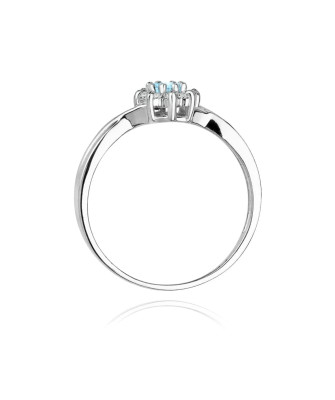 Gold Ring 14k White Gold Interwoven Diamond Topaz