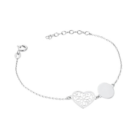 Silver bracelet with openwork heart ENGRAVED SB10 | GoldJewellery