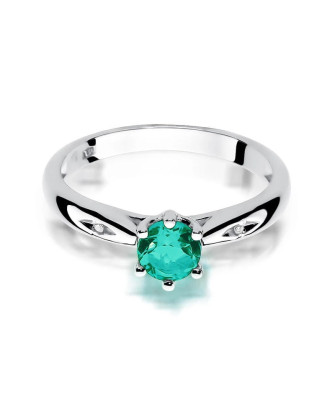 14k White Gold Diamond Emerald Ring Certificate