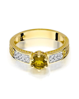 14k Gold Ring Citrine Diamonds
