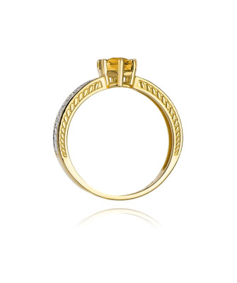 14k Gold Ring Citrine Diamonds