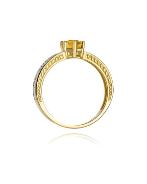 14k Gold Ring Citrine Diamonds