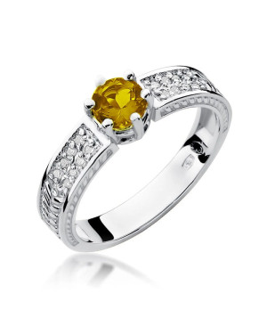 14k White Gold Citrine Diamond Ring