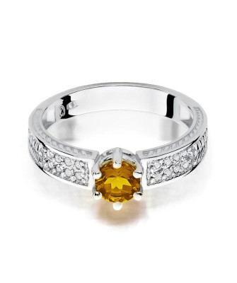 14k White Gold Citrine Diamond Ring