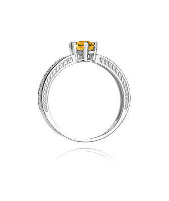 14k White Gold Citrine Diamond Ring