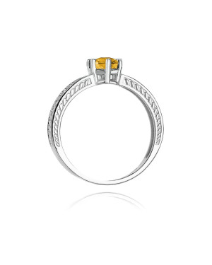 14k White Gold Citrine Diamond Ring