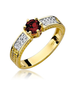 Gold Ring 14k Ruby Diamonds