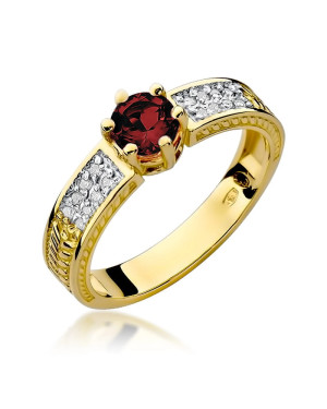 Gold Ring 14k Ruby Diamonds