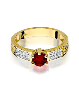 Gold Ring 14k Ruby Diamonds