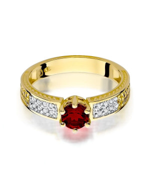 Gold Ring 14k Ruby Diamonds