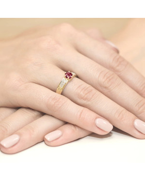 Gold Ring 14k Ruby Diamonds