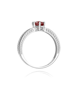 14k White Gold Ring Ruby Diamonds